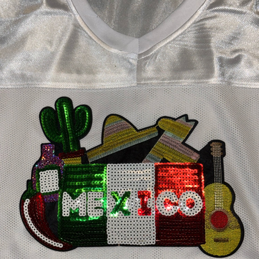 White Sequin Mexico Patch Jersey - image 1